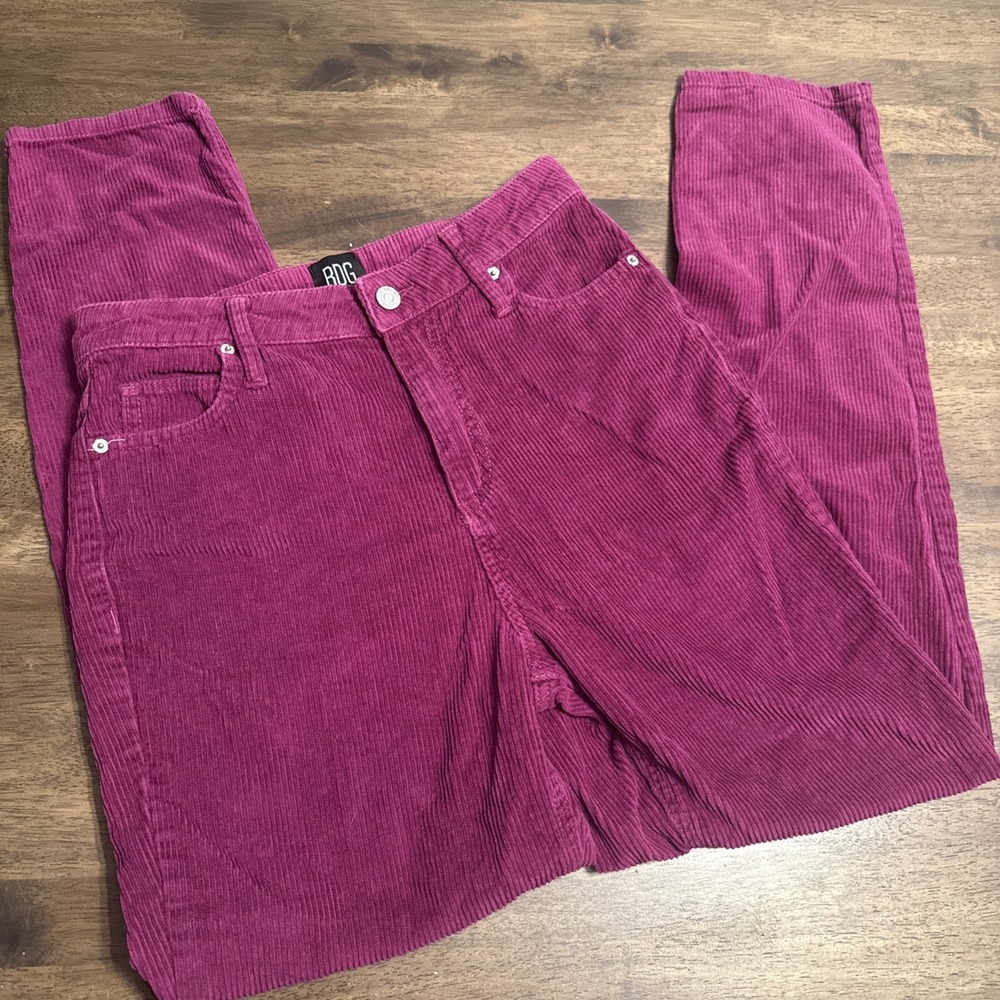 Urban Outfitters BDG Pants Womens 26 Fuscia Pink Corduroy Mom‎ High Rise